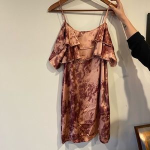 Pink Silk dress with pockets and tie die effects. Soft, comfortable. Bohemian.